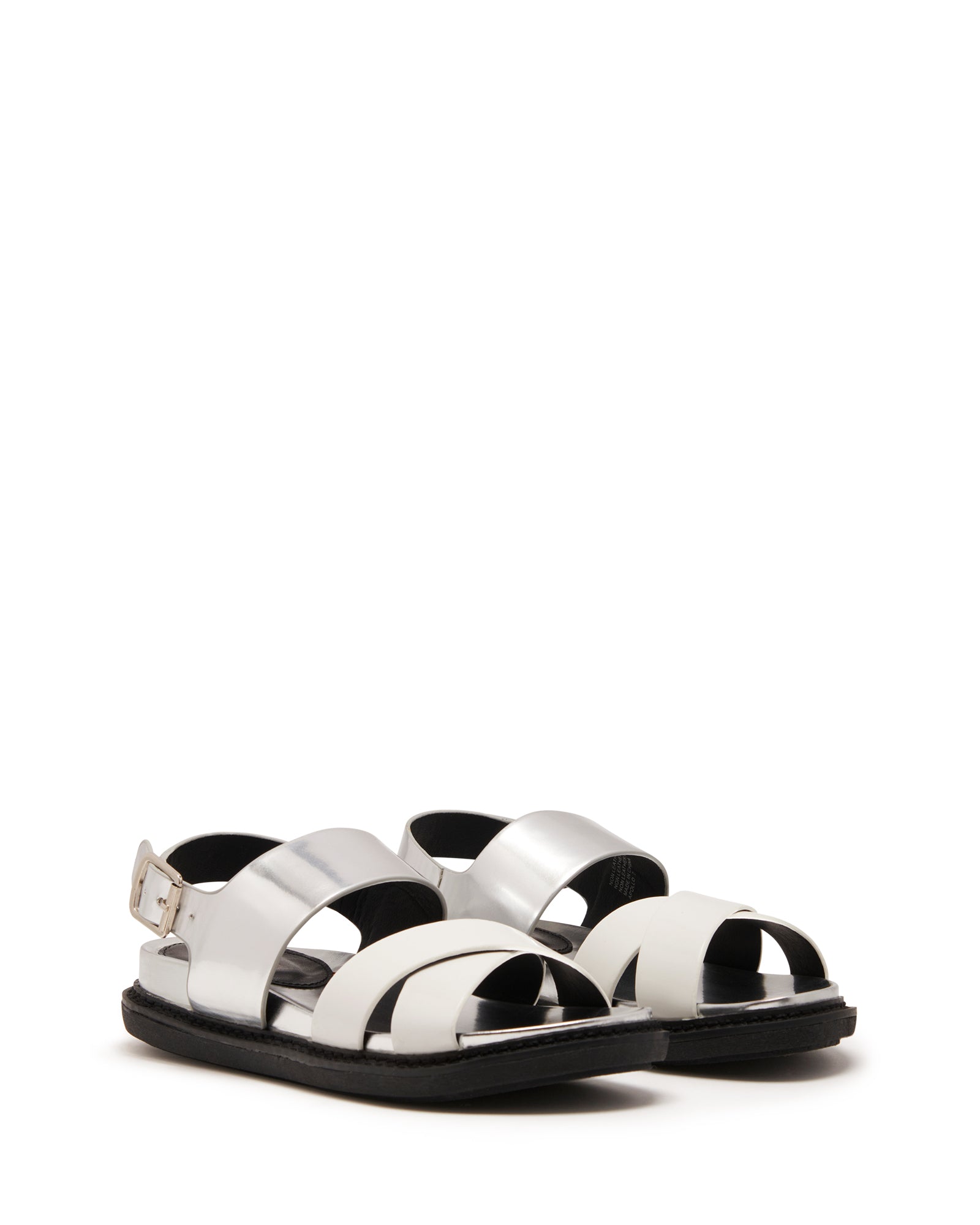 Apollo Slingback Flat Sandal White/Silver