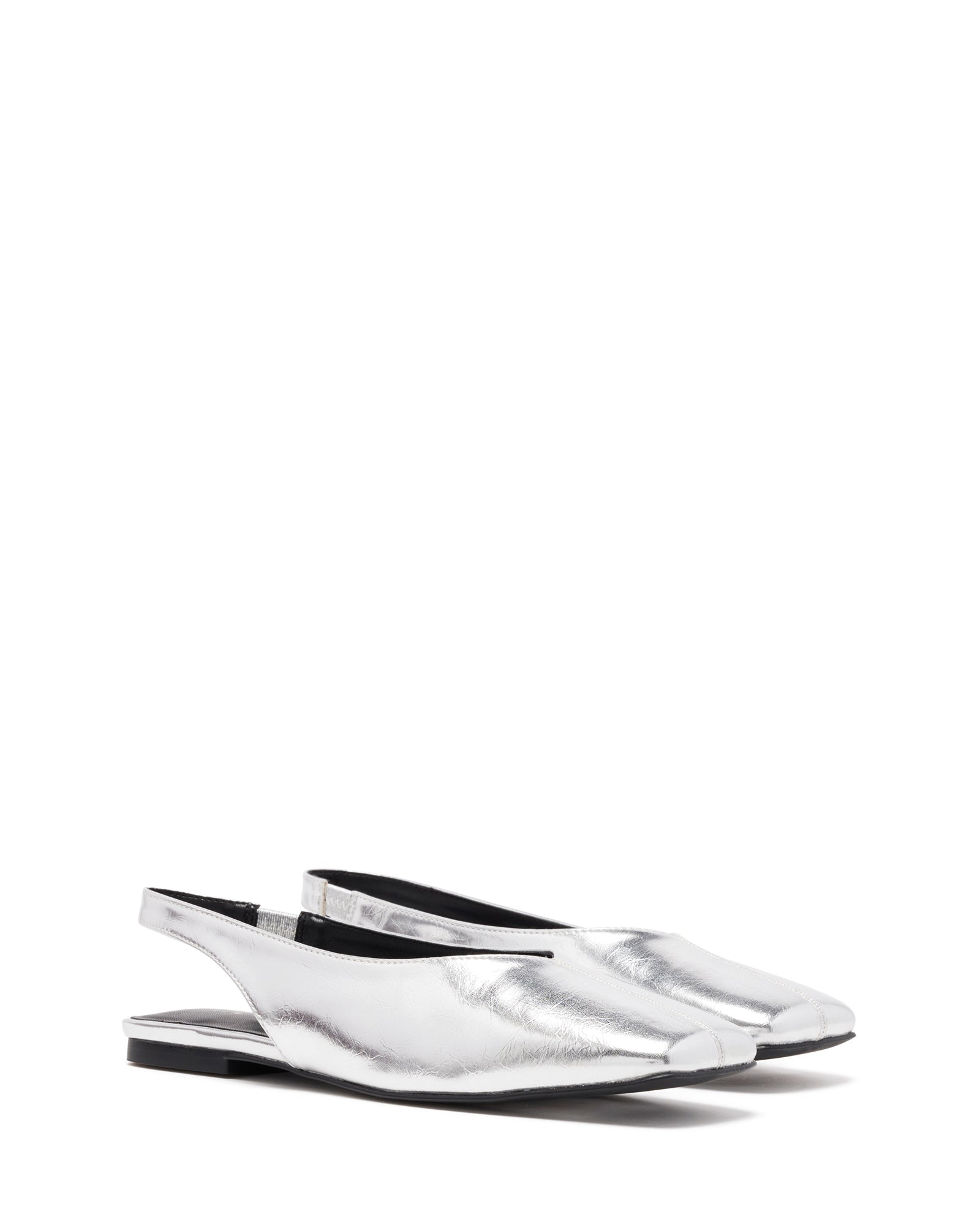 Graze Slingback Flat Silver Crinkle Metallic