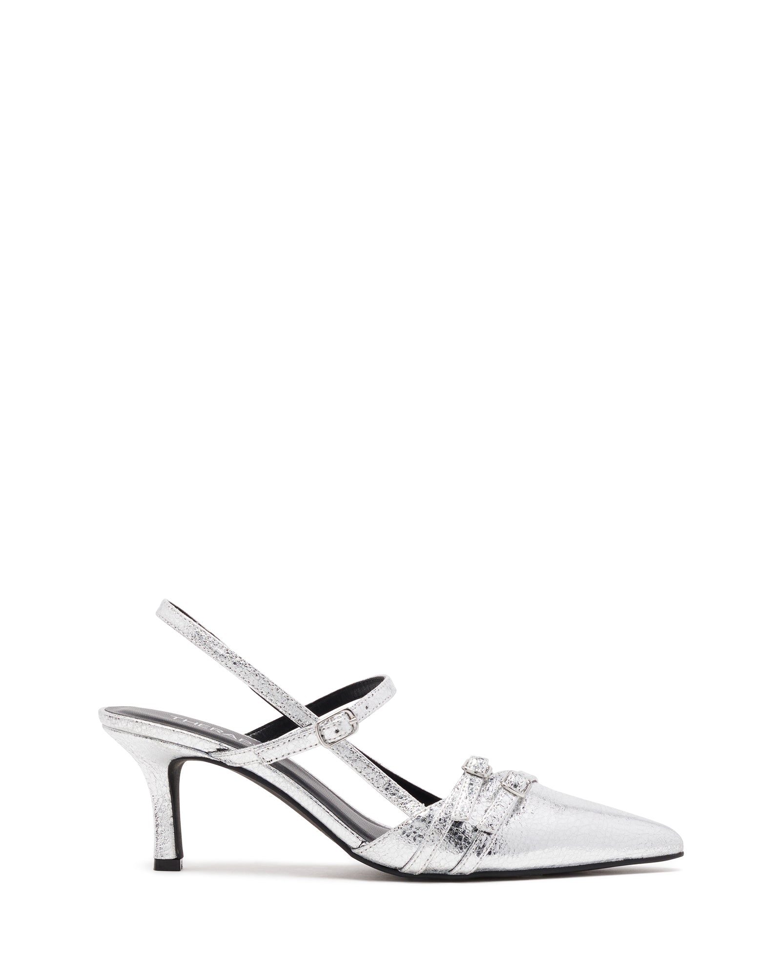 Jackpot Slingback Pump Silver Cracked Metallic