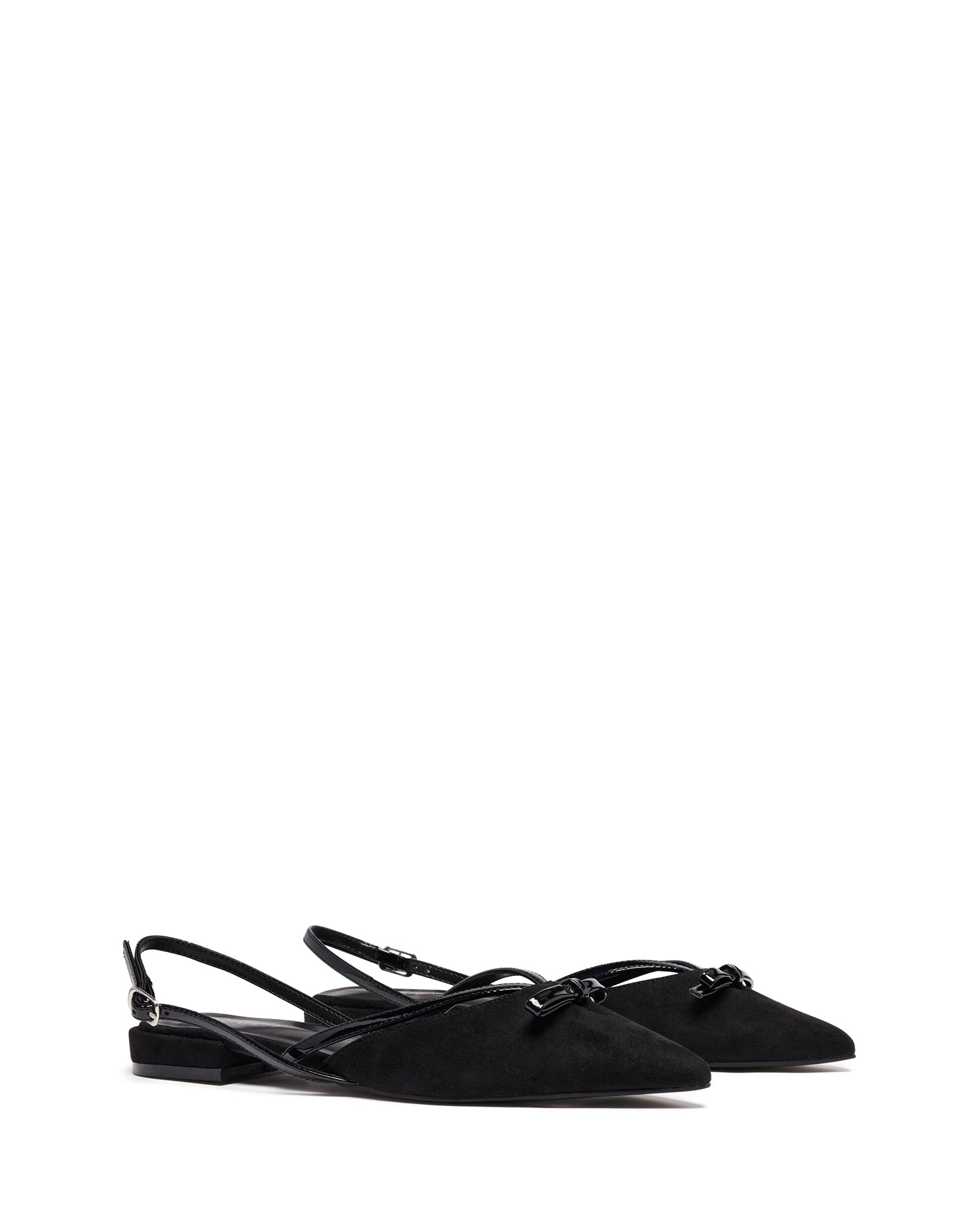 Lalaa Slingback Flat Black Microsuede