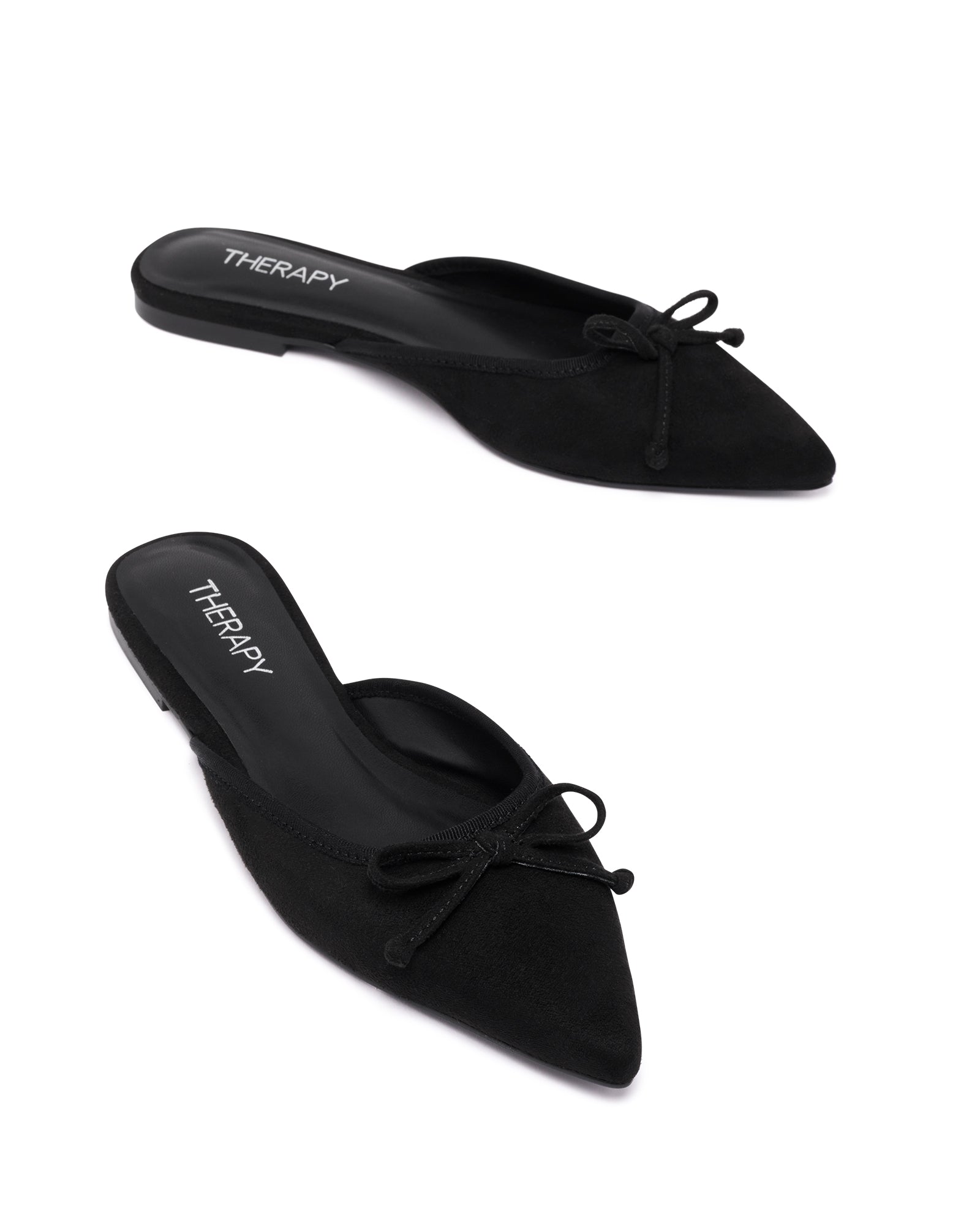 Levii Pointed Flat Black Microsuede