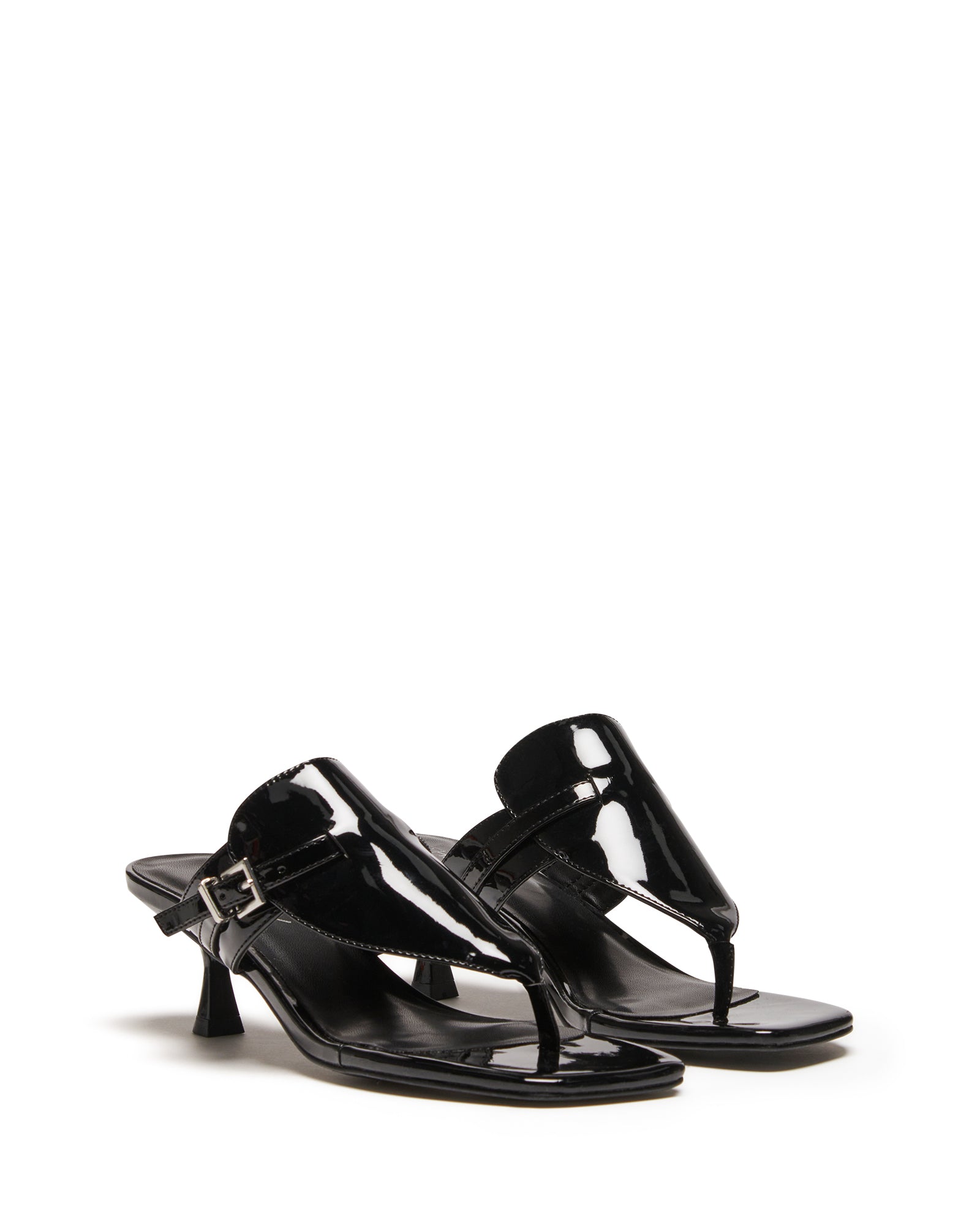 Locked Thong Heel Black Patent