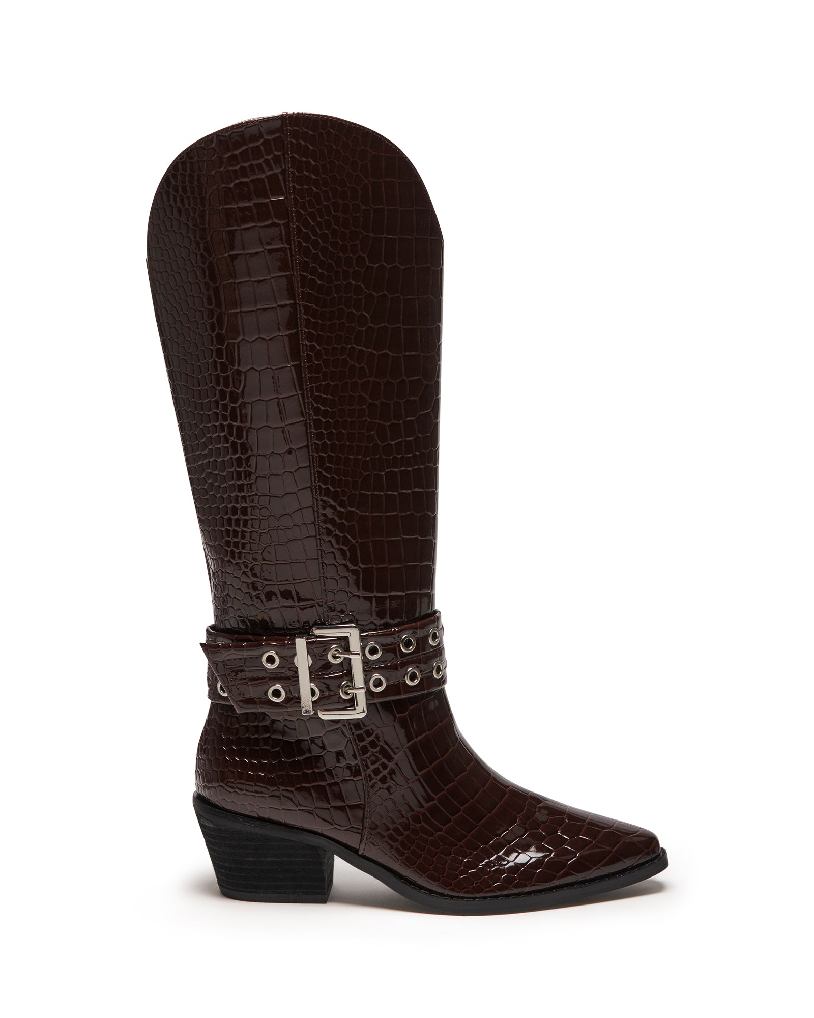 Maiden Cowboy Boot Chocolate Patent Croc