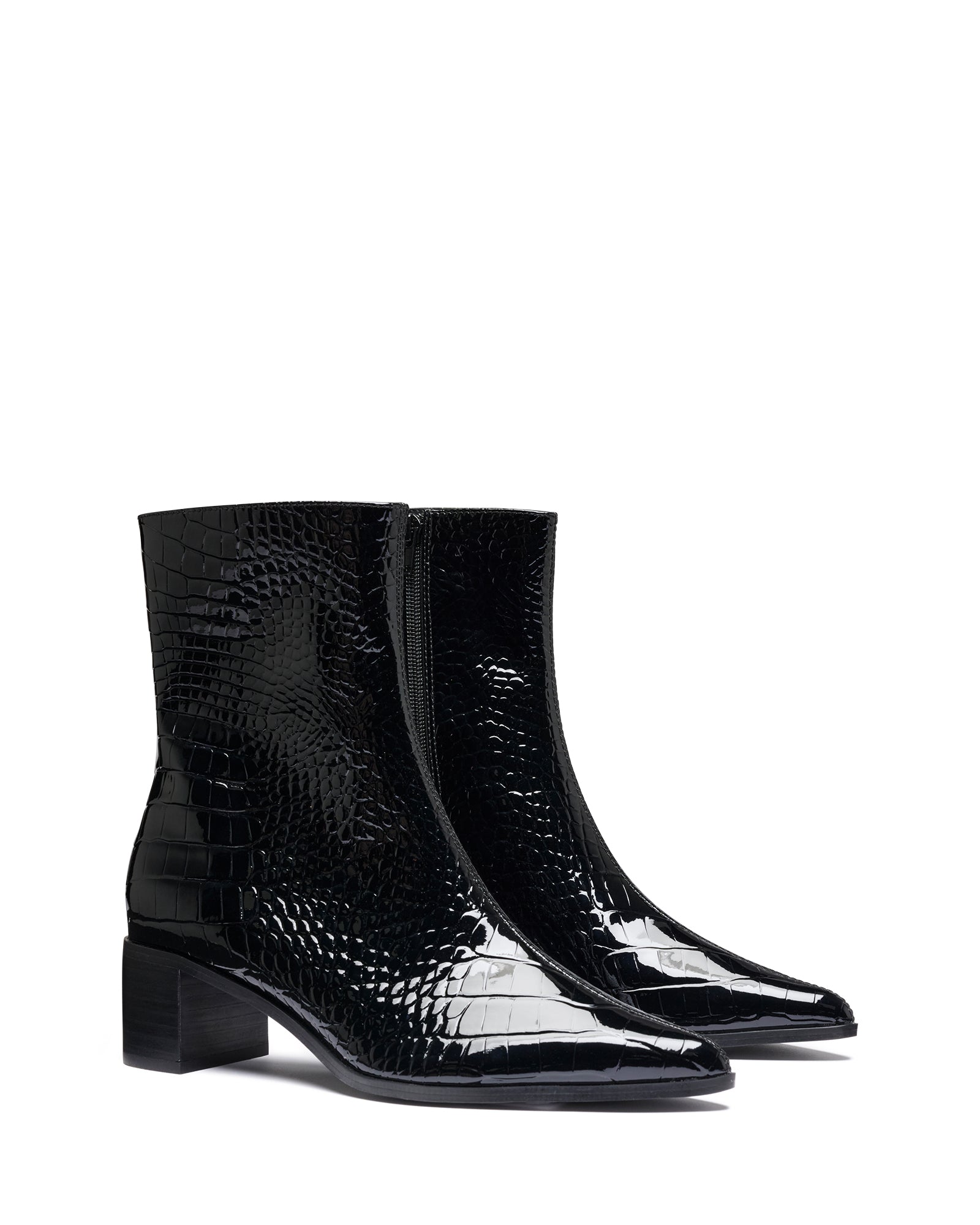 Paige Ankle Boot Black Patent Croc