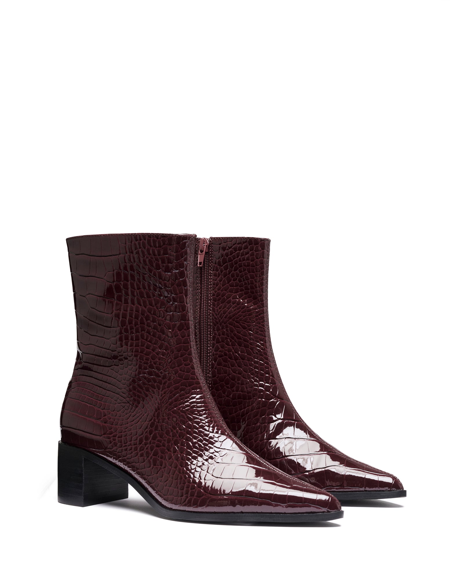 Paige Ankle Boot Bordeaux Patent Croc