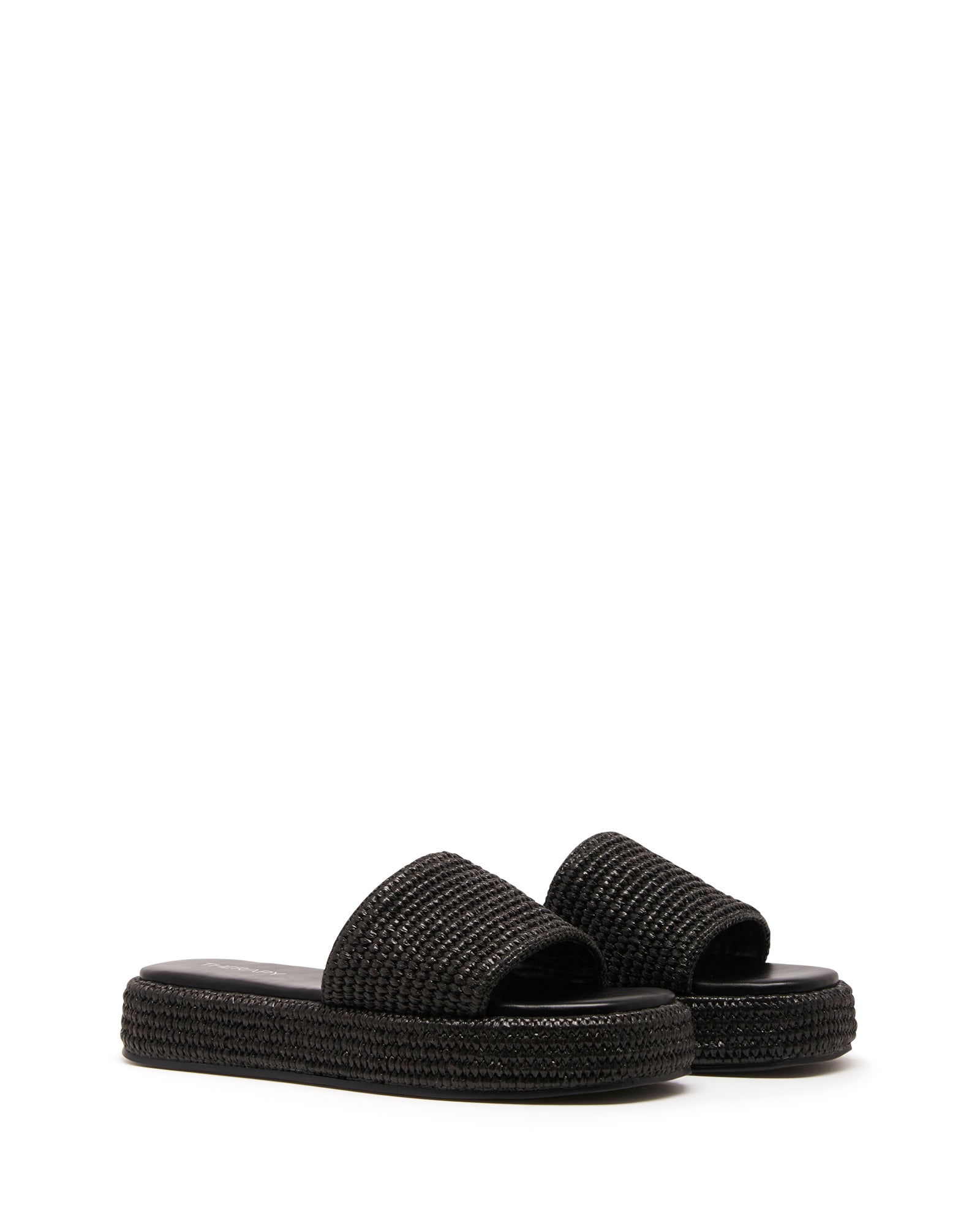 Retro Flatform Sandal Black Raffia