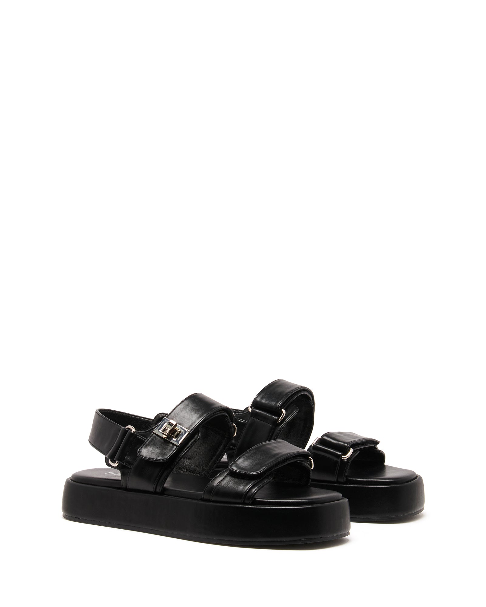 Revive Flatform Sandal Black Smooth