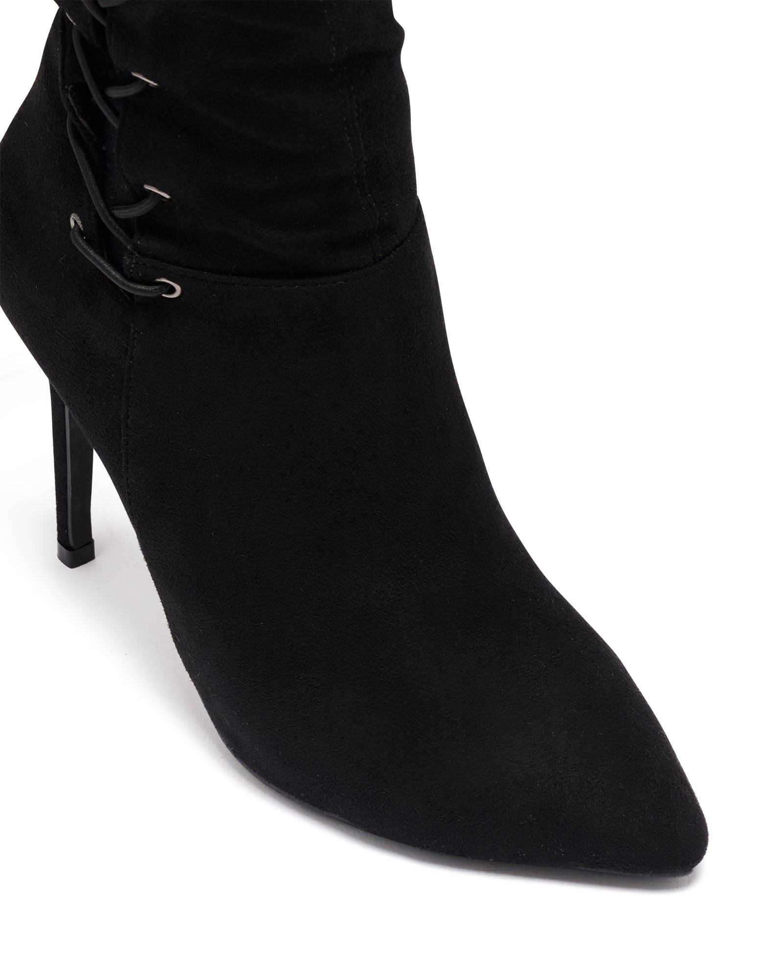 Roxella Over The Knee Boot Black Stretch Faux Suede