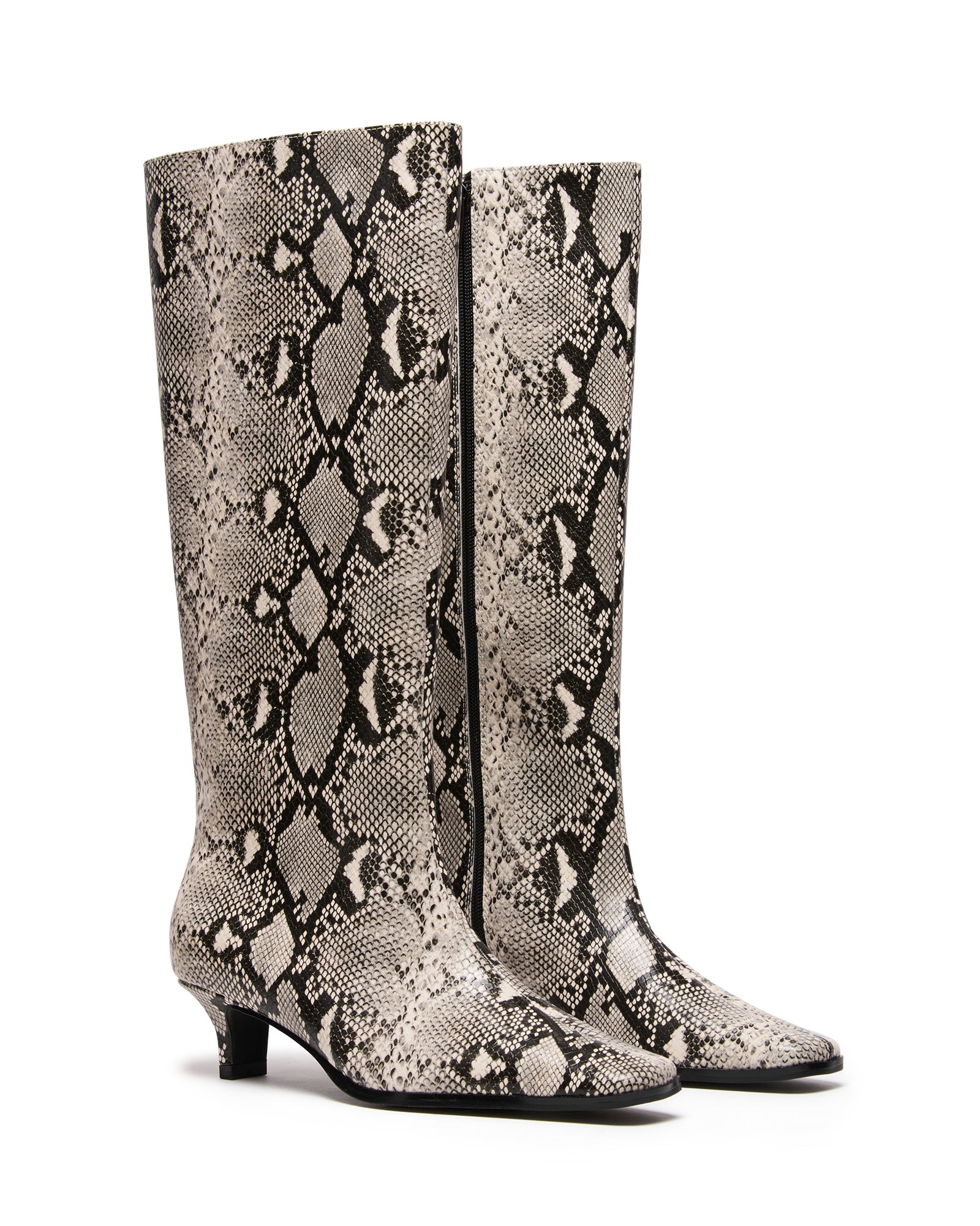 Spicy Tall Boot Black/White Snake