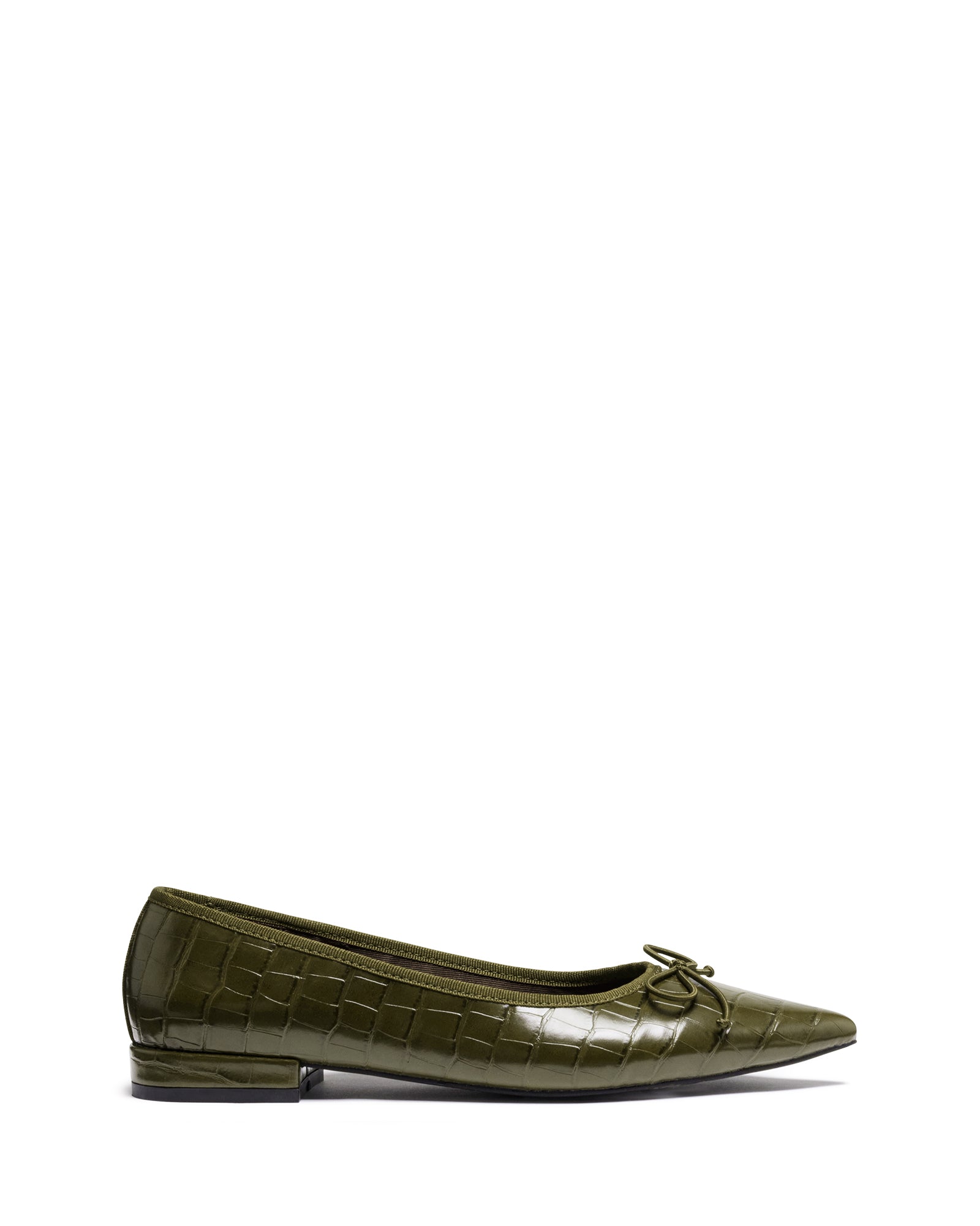 Yazmina Pointed Flat Khaki Croc